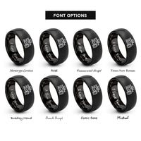 font options for inside engraving on black train station rings