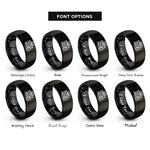 font options for inside engraving on black train station rings