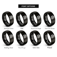 font options for inside engraving on black train station rings