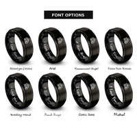 font options for inside engraving on black train station rings