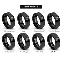 font options for inside engraving on black train station rings