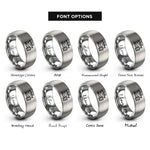 font options for inside engraving on silver train station rings