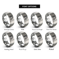 font options for inside engraving on silver train station rings