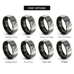 font options for inside engraving on black & grey train tracks rings