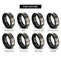 font options for inside engraving on black & grey train tracks rings