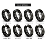 font options for inside engraving on black & silver train tracks rings