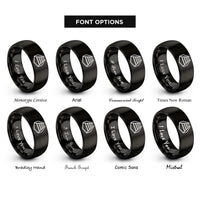 font options for inside engraving on black train tracks rings