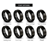 font options for inside engraving on black train tracks rings