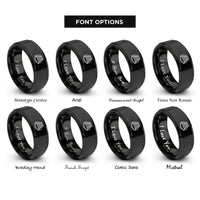 font options for inside engraving on black train tracks rings