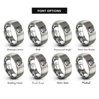 font options for inside engraving on grey train tracks rings