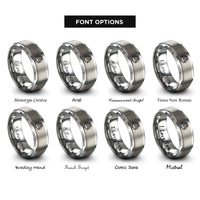 font options for inside engraving on grey train tracks rings