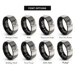 font options for inside engraving on black & silver tram rings