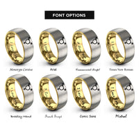 font options for inside engraving on gold & gray transgender symbol rings