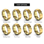 font options for inside engraving on gold & grey transgender symbol rings