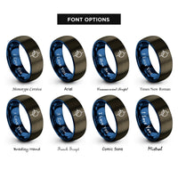 font options for inside engraving on gunmetal & blue transistor symbol rings