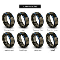 font options for inside engraving on gunmetal & blue transistor symbol rings