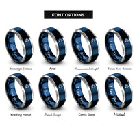 font options for inside engraving on blue & silver transistor symbol npn rings