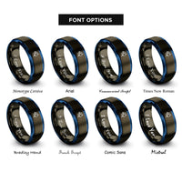 font options for inside engraving on gunmetal & blue transistor symbol npn rings