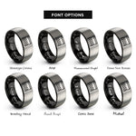 font options for inside engraving on black & gray trap spikes pitfall rings