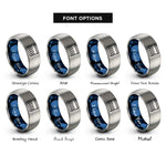 font options for inside engraving on blue & silver trap spikes pitfall rings