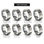 font options for inside engraving on grey trap spikes pitfall rings