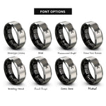 font options for inside engraving on black & grey trauma shears rings
