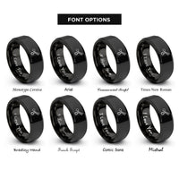 font options for inside engraving on black trauma shears rings