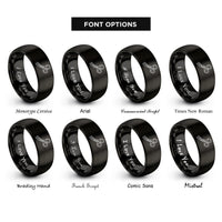 font options for inside engraving on black trauma shears rings