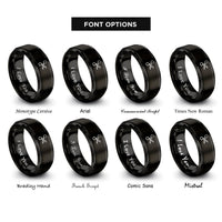 font options for inside engraving on black trauma shears rings