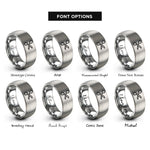 font options for inside engraving on gray trauma shears rings
