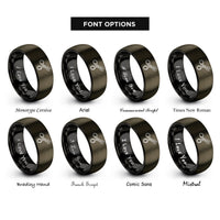font options for inside engraving on gunmetal & black trauma shears rings