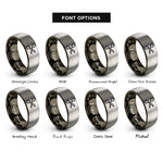 font options for inside engraving on gunmetal & silver trauma shears rings