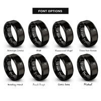 font options for inside engraving on black travel route rings