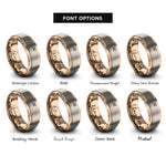 font options for inside engraving on rose gold travel route rings