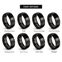 font options for inside engraving on black travelers bindrune rings