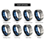 font options for inside engraving on black & blue & grey treadmill rings