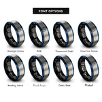 font options for inside engraving on black & blue & grey treadmill rings