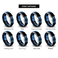 font options for inside engraving on blue & gray treadmill rings