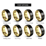 font options for inside engraving on black & gold treasure chest rings
