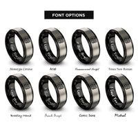 font options for inside engraving on black & grey treasure chest rings