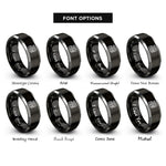 font options for inside engraving on black & gray treasure chest rings
