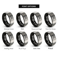 font options for inside engraving on black & gray treasure chest rings