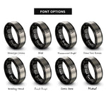 font options for inside engraving on black & grey treasure chest rings