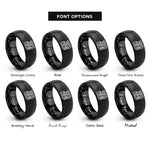 font options for inside engraving on black treasure chest rings