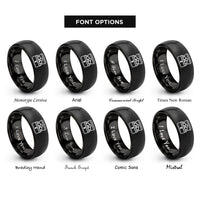 font options for inside engraving on black treasure chest rings