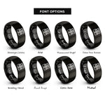 font options for inside engraving on black treasure chest rings