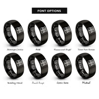 font options for inside engraving on black treasure chest rings