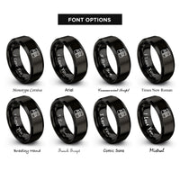 font options for inside engraving on black treasure chest rings