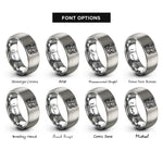 font options for inside engraving on grey treasure chest rings
