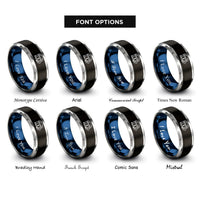 font options for inside engraving on black & blue & silver treasure chest key rings